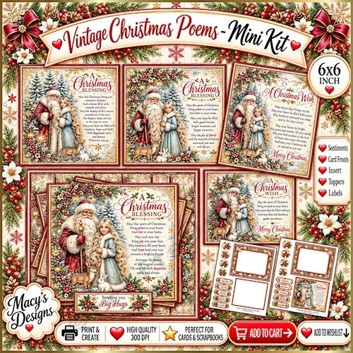 Vintage Christmas Poems - Mini Kit 6x6