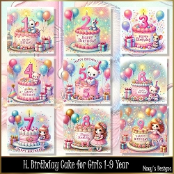 Birthday Cake for Girl 1-9 Year