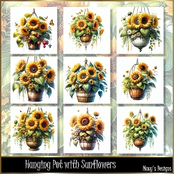 Hanging Pot with Sunflowers