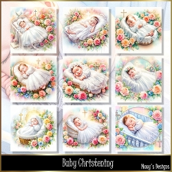 Baby Christening - Illustrations for Cards