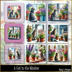 Cat in the Window - Illustrations for Cards