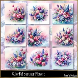 Colorful Summer Flowers - Illustrations for Cards