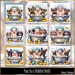 Fun in a Bubble Bath - Illustrations for Cards