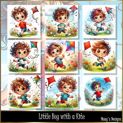 Little Boy with a Kite - Illustrations for Cards