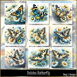 Daisies Butterfly - Illustrations for Cards