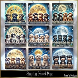 Singing Street Dogs - Illustrations for Cards