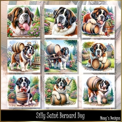 Silly Saint Bernard Dog - Illustrations for Cards