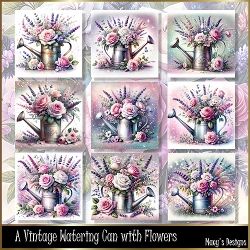 Vintage Watering Can - Illustrations for Cards
