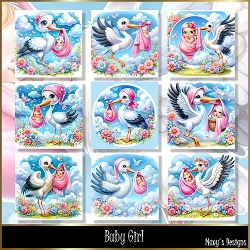 Baby Girl - Illustrations for Cards