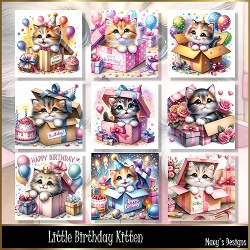 Little Birthday Kitten - Illustrations for Cards