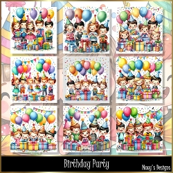 Birthday Party / Also great for childrens party invitations.- Illustrations for Cards & Designers
