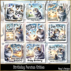 Birthday Persian Kitten - Illustrations for Cards & Designers