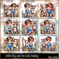 Little Boy and his Donkey - Illustrations for Cards, Mini kits & Designers