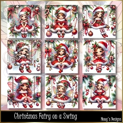 Christmas Fairy on a Swing - Illustrations for Cards, Mini kits & Designers