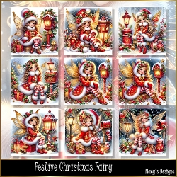 Festive Christmas Fairy - Illustrations for Cards, Mini kits & Designers