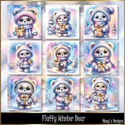 Fluffy Winter Bear - Illustrations for Cards, Mini kits & Designers