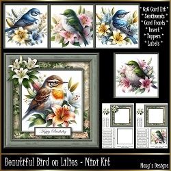 cup1393431_124264 - Beautiful Birds on Lilies - 6x6 Mini Kit