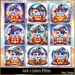 Jack O Latern Kitten - Illustrations for Cards, Mini kits & Designers