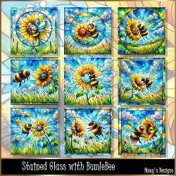 Stained Glass with BumbleBee - Illustrations for Cards, Mini kits & Designers