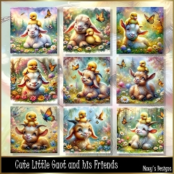 Cute Little Gaot and his Friends - Illustrations for Cards, Mini kits & Designers