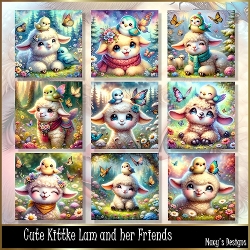 Cute Little Lam and her Friends - Illustrations for Cards, Mini kits & Designers