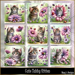 Cute Tabby Kitten - Illustrations for Cards, Mini kits & Designers