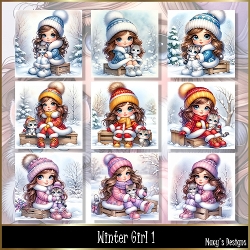 Winter Girl 1 - Illustrations for Cards, Mini kits & Designers
