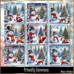 Friendly Snowman - Illustrations for Cards, Mini kits & Designe
