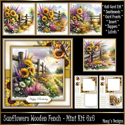 Sunflowers Wooden Fench - Mini Kit 6x6