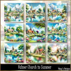 Falmer Church in Summer - Illustrations for Cards, Mini kits & Designers