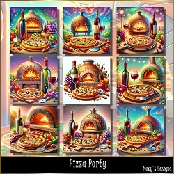 Pizza Party - Illustrations for Cards, Mini kits & Designers