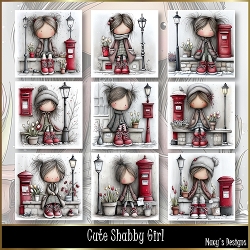 Cute Shabby Girl - Illustrations for Cards, Mini kits & Designers