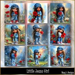 Little Jeans Girl - Illustrations for Cards, Mini kits & Designers