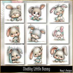 Shabby Little Bunny - Illustrations for Cards, Mini kits & Designers