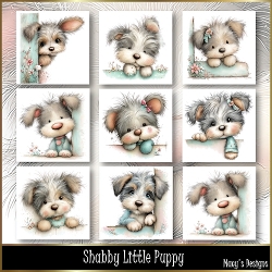 Shabby Little Puppy - Illustrations for Cards, Mini kits & Designers