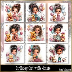 Birthday Girl with Winnie - Illustrations for Cards, Mini kits & Designers