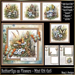 Butterflys on Flowers - Mini Kit 6x6