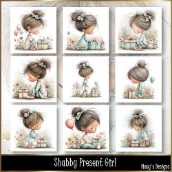 Shabby Present Girl - Illustrations for Cards, Mini kits & Designers