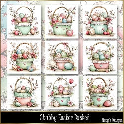 Shabby Easter Basket - Illustrations for Cards, Mini kits & Designers