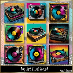 Pop Art Vinyl Record - Illustrations for Cards, Mini kits & Designers