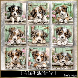 Cute Little Shabby Dog 1 - Illustrations for Cards, Mini kits & Designers