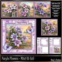 Purple Flowers - Mini Kit 6x6