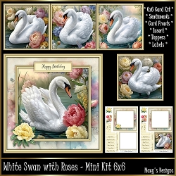 White Swan with Roses - Mini Kit 6x6