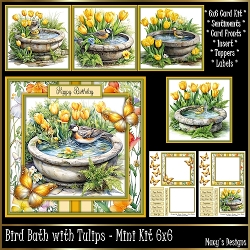 Bird Bath with Tulips - Mini Kit 6x6