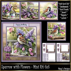 Sparrow with Flowers - Mini Kit 6x6