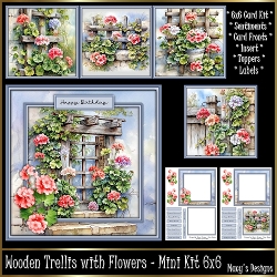 Wooden Trellis with Flowers - Mini Kit 6x6