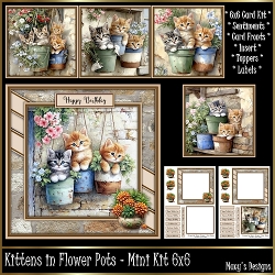 Kittens in Flower Pots - Mini Kit 6x6
