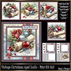 Vintage Christmas Aged Scrolls - Mini Kit 6x6