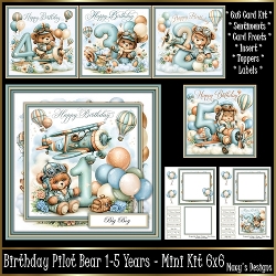 Birthday Pilot Bear 1-5 Years - Mini Kit 6x6
