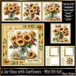 A Jar Glass with Sunflowers - Mini Kit 6x6